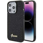 Guess Disco Metal Script Hülle für iPhone 15 Pro – Schwarz