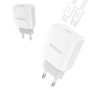 Dudao szybka ładowarka sieciowa EU USB Typ C Power Delivery 18W + kabel przewód USB Typ C / Lightning 1m biały (A8EU + PD cable white)