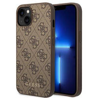 Ratet Guess , GUHCP14MG4GFBR iPhone 14 Plus 6,7 &quot;braun / braunes Hartschalenetui 4G Metal Gold Logo