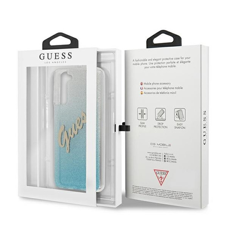 Guess GUHCS21MPCUGLSBL S21+ G996 niebieski/blue hardcase Glitter Gradient Script