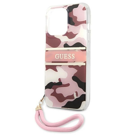 Guess nakładka do iPhone 13 Pro Max 6,7&quot; GUHCP13XKCABPI różowy hard case Camo Strap Collection