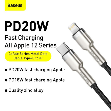 Baseus Cafule Series Metal Data Cable Type-C to iP PD 20W 1m Black