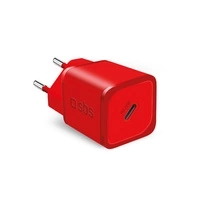 SBS TETRGAN1C20R 20W GaN Wall Charger with Power Delivery - Red