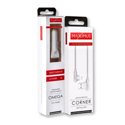 Zestaw ładowarka samochodowa Maxximus Omega 3A + KABEL MX CORNER FAST CHARGE LIGHTNING