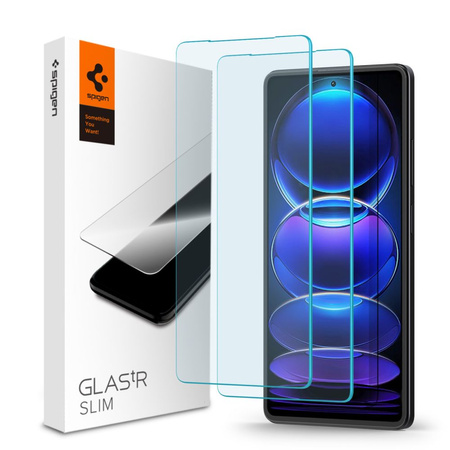 SZKŁO HARTOWANE SPIGEN GLAS.TR SLIM 2-PACK XIAOMI REDMI NOTE 12 PRO 5G / 12 PRO+ PLUS 5G / POCO X5 PRO 5G CLEAR