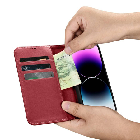 iCarer Wallet Case 2in1 iPhone 14 Pro Max Leather Flip Cover Anti-RFID red (WMI14220728-RD)