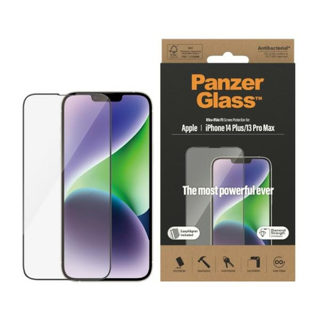 Szkło Hartowane 5D IPHONE 14 PLUS / 13 PRO MAX PanzerGlass Ultra-Wide Fit Screen Protection Antibacterial Easy Aligner Included (2785)