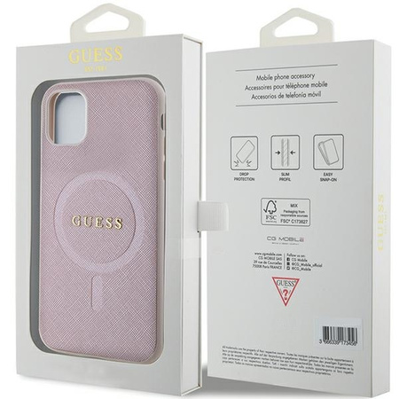 Guess GUHMN61PSAHMCP case for iPhone 11 / Xr - pink Saffiano MagSafe