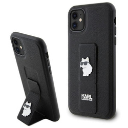 Karl Lagerfeld nakładka do iPhone 11 KLHCN61GSACHPK HC GRIPSTAND SAFFIANO CHOUPETTE PINS czarna