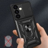 Hybrid Armor Camshield armored case for Samsung Galaxy S24 with camera cover - black