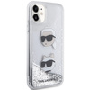 Original Handyhülle IPHONE 11 / XR Karl Lagerfeld Hardcase Liquid Glitter Karl & Choupette Heads (KLHCN61LDHKCNS) silber