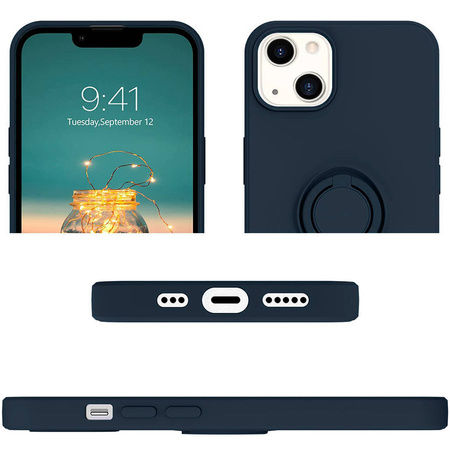 Etui IPHONE 13 PRO MAX Silikonowe Ring Pierścień Magnetyczny Silicone Ring granatowe