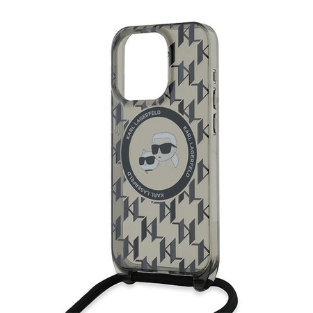 Karl Lagerfeld KLHMP15LHCKCKLCK iPhone 15 Pro 6.1" czarny/black hardcase IML Crossbody Monogram Karl & Choupette Head MagSafe