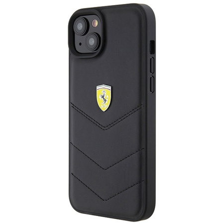 Ferrari FEHCP15MRDUK iPhone 15 Plus 6,7" schwarz/schwarzes Hardcase mit gestepptem Metalllogo