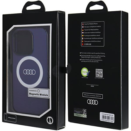 Audi IML Big Logo MagSafe Case iPhone 14 Pro 6.1" niebieski/navy blue hardcase AU-IMLMIP14P-Q5/D2-BE