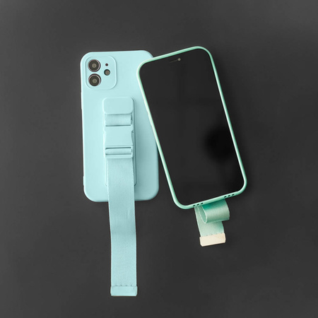 Rope case gel TPU airbag case cover with lanyard for iPhone 11 Pro light blue