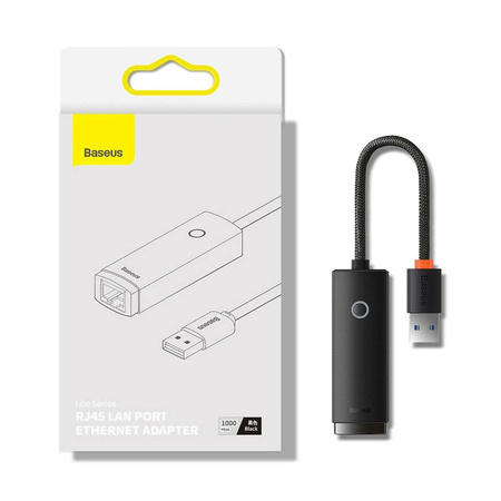 Baseus Lite Series external USB-A network adapter - RJ-45 1Gbps (1000Mbps) black (WKQX000101)