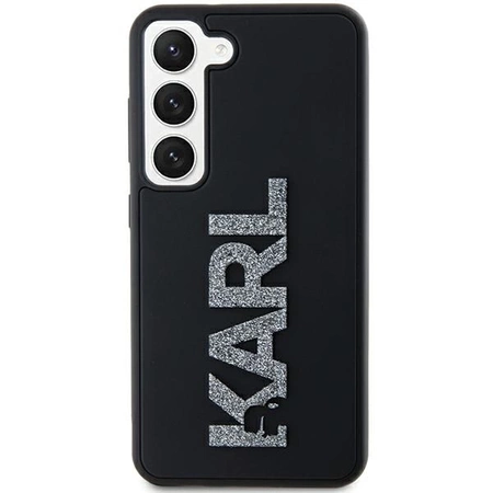 Karl Lagerfeld 3D Rubber Glitter Logo Hülle für Samsung Galaxy S23 – Schwarz