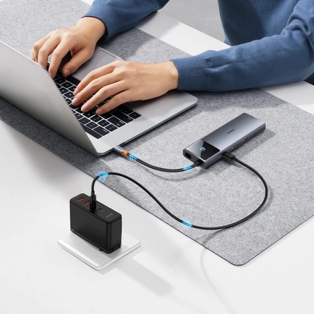 HUB 11in1 Baseus Metal Gleam Series USB-C zu USB-C PD / USB-C / 3x USB-A / HDMI / AUX / RJ-45 / SD TF – grau