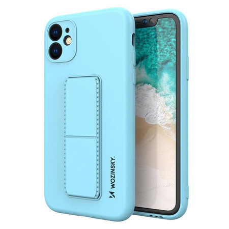 Wozinsky Kickstand Case elastyczne silikonowe etui z podstawką Samsung Galaxy A22 4G jasnoniebieski