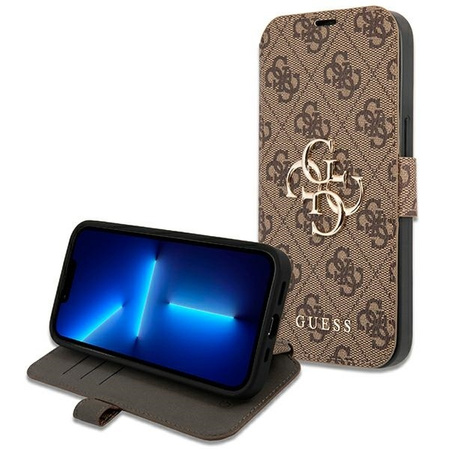 Guess GUBKP13X4GMGBR iPhone 13 Pro Max 6,7" brązowy/brown book 4G Big Metal Logo