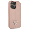 Original Handyhülle IPHONE 14 PRO MAX Guess Hardcase Saffianotriangle Logo (GUHCP14XPSATLP) rosa