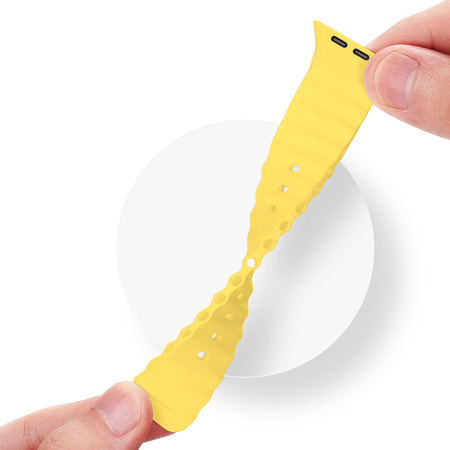 Dux Ducis Strap Watch Strap 8 / 7 / 6 / 5 / 4 / 3 / 2 / SE (45 / 44 / 42mm) Silicone Band Bracelet Yellow (OceanWave Version)