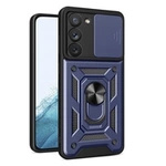 Hybrid Armor Camshield Hülle für Samsung Galaxy S23 gepanzerte Hülle mit Kameraabdeckung blau