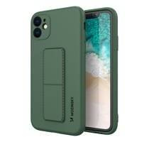 Wozinsky Kickstand Case elastyczne silikonowe etui z podstawką iPhone 12 Pro ciemnozielony