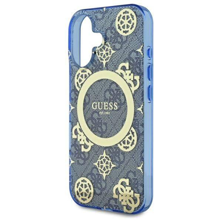 Original Case IPHONE 16 Guess Hardcase IML Peony On 4G Background MagSafe (GUHMP16SH4PYEEB) blue