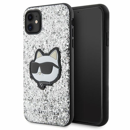 Karl Lagerfeld KLHCN61G2CPS iPhone 11 / Xr 6.1&quot; silver/silver hardcase Glitter Choupette Patch