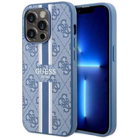 Guess GUHMP14LP4RPSB iPhone 14 Pro 6,1" blau/blaues Hardcase 4G bedruckte Streifen MagSafe