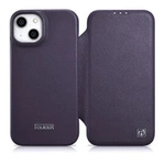 iCarer CE Premium Leather Folio Case iPhone 14 Magnetic Flip Leather Folio Case MagSafe Dark Purple (WMI14220713-DP)