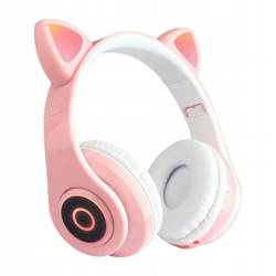 SŁUCHAWKI BLUETOOTH B39 KOCIE USZY PINK / RÓŻOWE