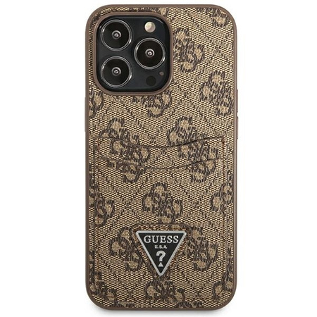 Case IPHONE 13 PRO Guess Hardcase 4G Triangle Logo Cardslot (GUHCP13LP4TPW) brown