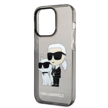 Karl Lagerfeld IML Glitter NFT Karl & Choupette - Etui iPhone 14 Pro Max (czarny)