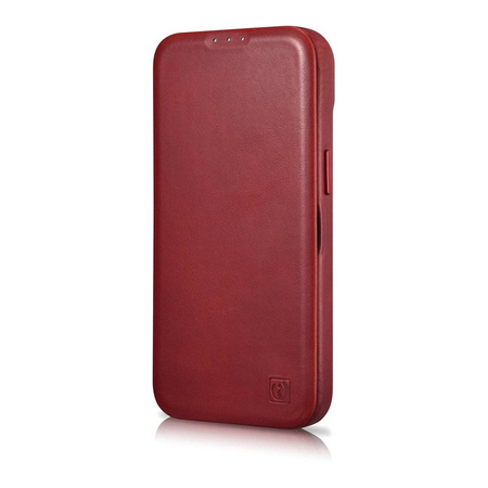 iCarer CE Oil Wax Premium Leather Folio Case Leather Case for iPhone 14 Pro Flip Magnetic MagSafe Red (AKI14220706-RD)