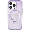 Guess Ring Stand Script Glitter MagSafe case for iPhone 15 Pro Max - purple