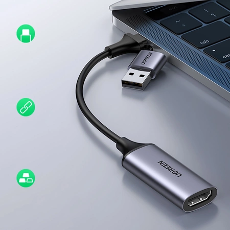 Ugreen CM489 40189 HDMI-Adapter (weiblich) – USB-A / USB-C (männlich) – Grau