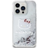 Etui Hello Kitty Liquid Glitter Charms Kitty Head na iPhone 15 Pro - srebrne