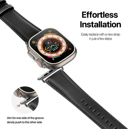 DUX DUCIS YS - pasek skórzany do Apple Watch 38/40/41mm czarny