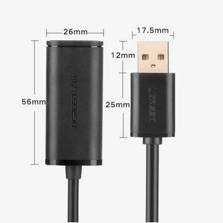 Ugreen kabel aktywny przedłużacz USB 2.0 480 Mbps 5 m czarny (US121 10319)