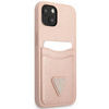 Case IPHONE 13 Guess Hardcase Saffianotriangle Logo Cardslot (GUHCP13MPSATPP) pink