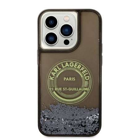 Karl Lagerfeld Liquid Glitter Round RSG Logo Case - Etui iPhone 14 Pro (czarny)