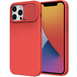 Etui IPHONE 14 PRO Silikonowe z Osłoną na Aparat Nexeri Silicone Lens burgundowe