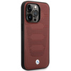 Original Case IPHONE 14 PRO BMW Leather Seats Pattern MagSafe MagSafe (BMHMP14L22RPSR) burgundy