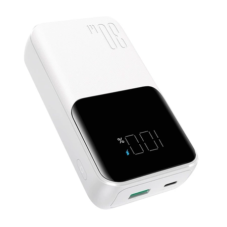 Joyroom JR-PBC07 20000mAh 30W mini power bank with USB-C and Lightning cables - white