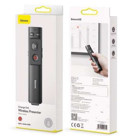 Baseus Orange Dot Multifunctionale remote control for presentation, with a laser pointer - gray