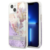 Guess GUHCP13SLFLSU iPhone 13 mini 5,4 &quot;violett / lila Hardcase Flower Liquid Glitter