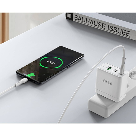 Duzzona 3-Port GaN Ladegerät 2 x USB Typ C + USB 65W PD QC3.0 weiß (T1)